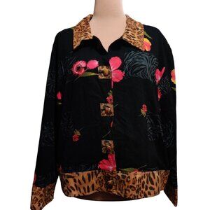 Great Cavalier XL Womens Jacket Vintage Floral Leopard Print Y2K 90s Maximalist